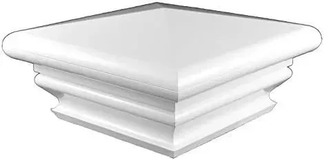 White square post cap with rounded top and layered detailing.